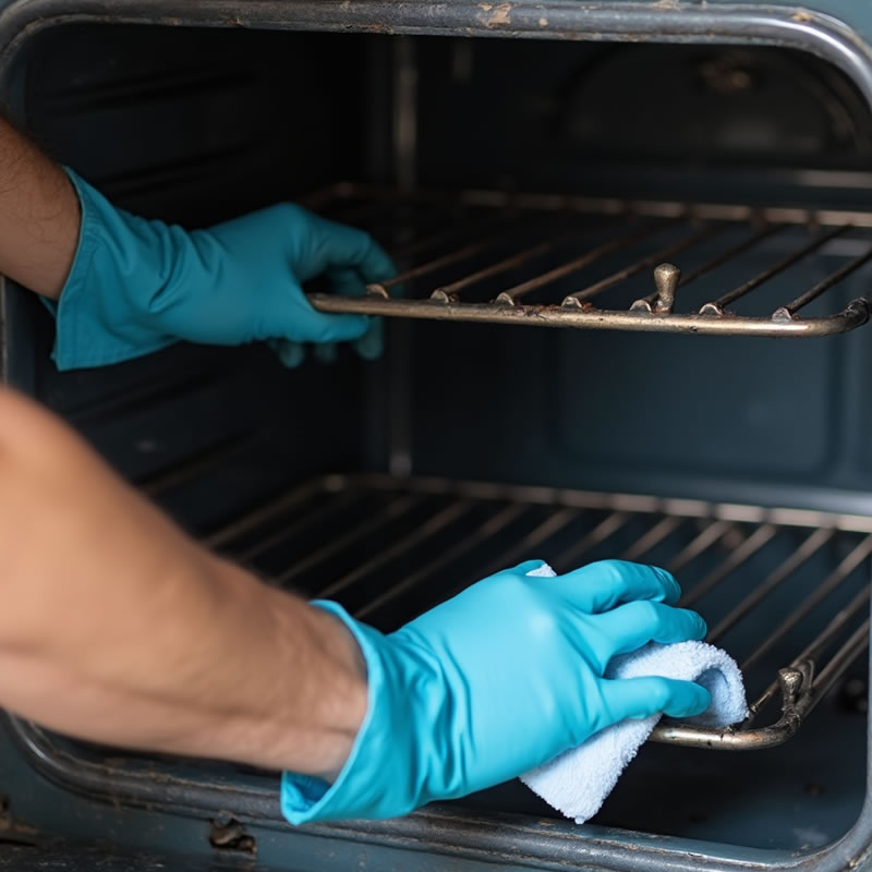 Oven cleaning close-up